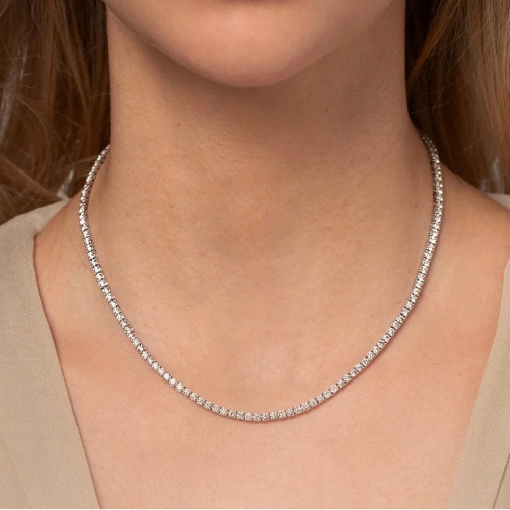 Natural Diamond Tennis Necklace 3 ct. 14K White Gold 16 in.